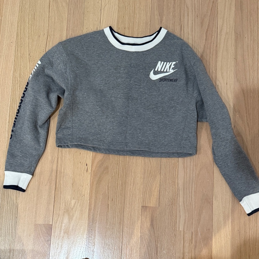 Reversible Nike Women's Gray and Blue Cropped Sweatshirt